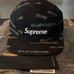 Supreme Black and White Logo Cap